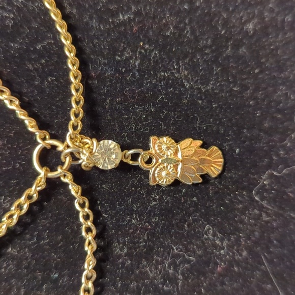 Rhinestone double chain owl necklace - Picture 2 of 2